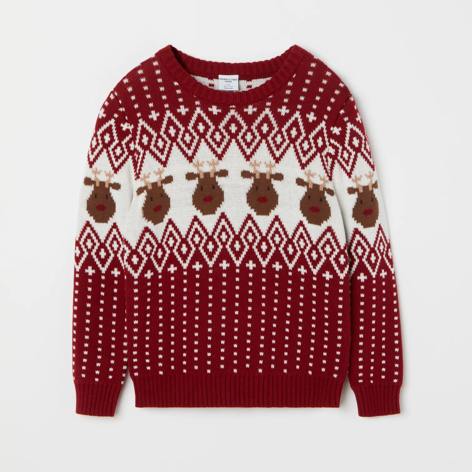 Red Reindeer Fair Isle Kids Jumper