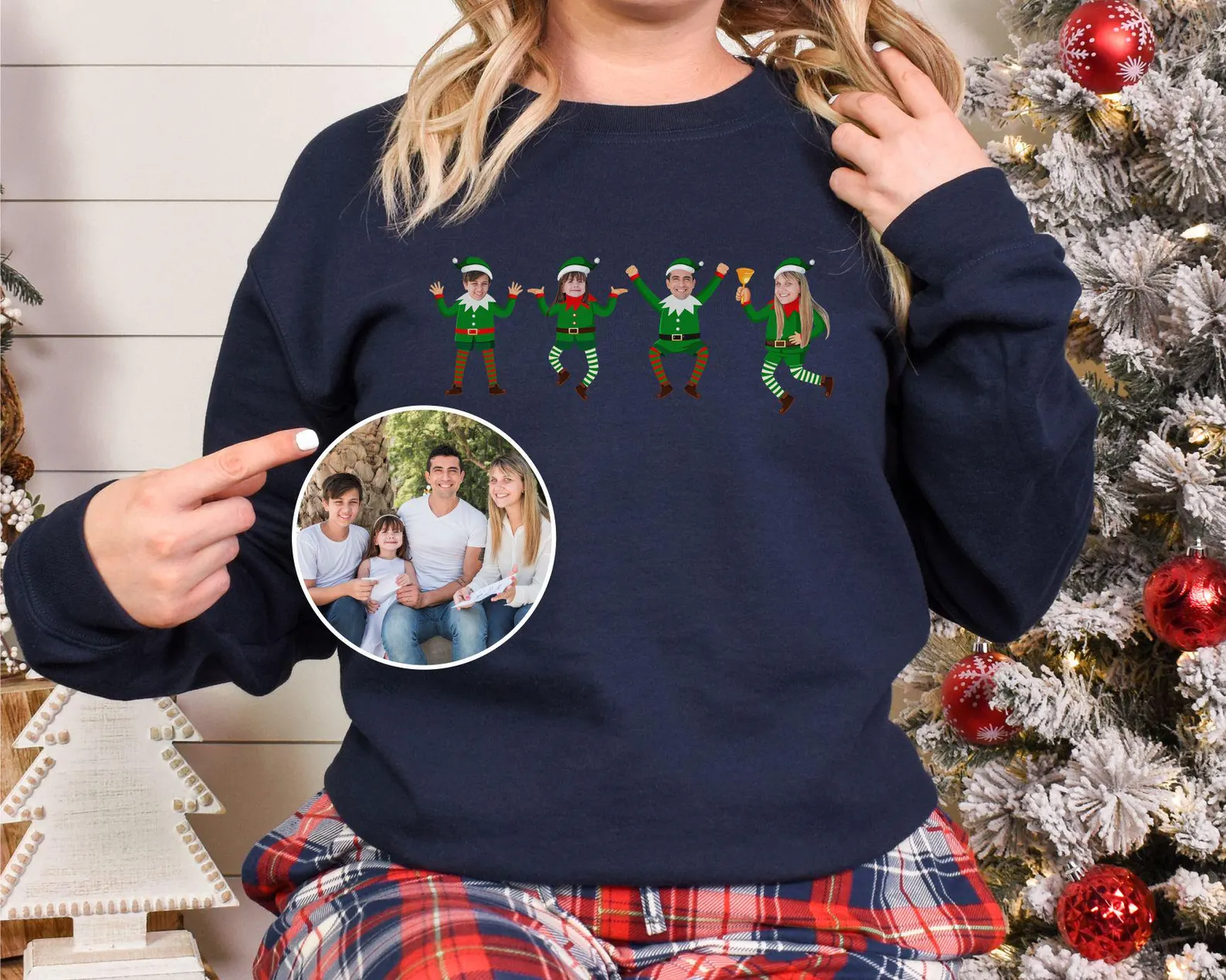 Personalised Family Photo Elf Christmas Jumper